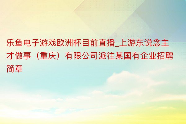 乐鱼电子游戏欧洲杯目前直播_上游东说念主才做事（重庆）有限公司派往某国有企业招聘简章